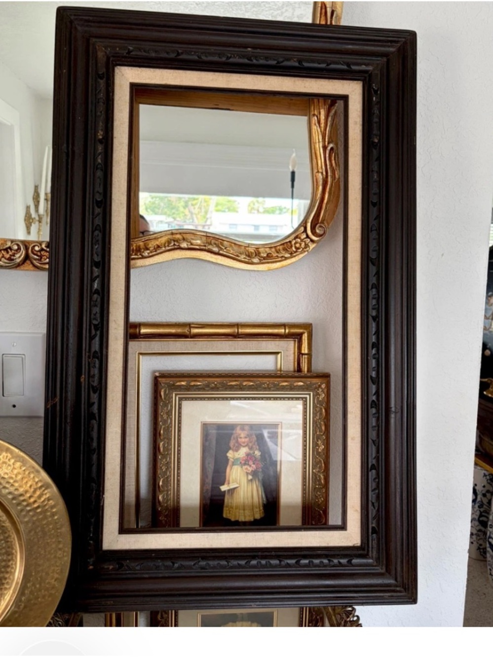 Dark brown Black Frame with  Cream Mat